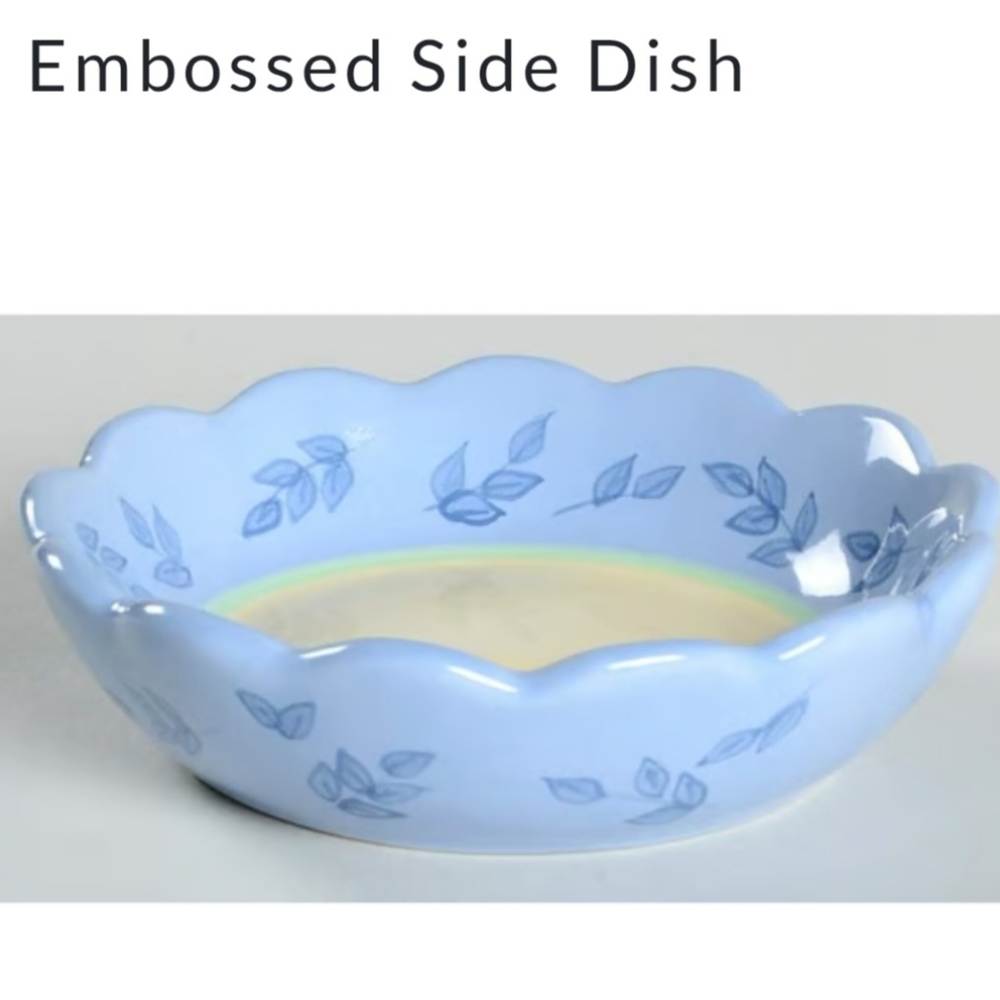 🌿 Pfaltzgraff Summer Breeze Embossed Side Dishes – Set of 2 Scalloped Stoneware - Picture 2 of 11